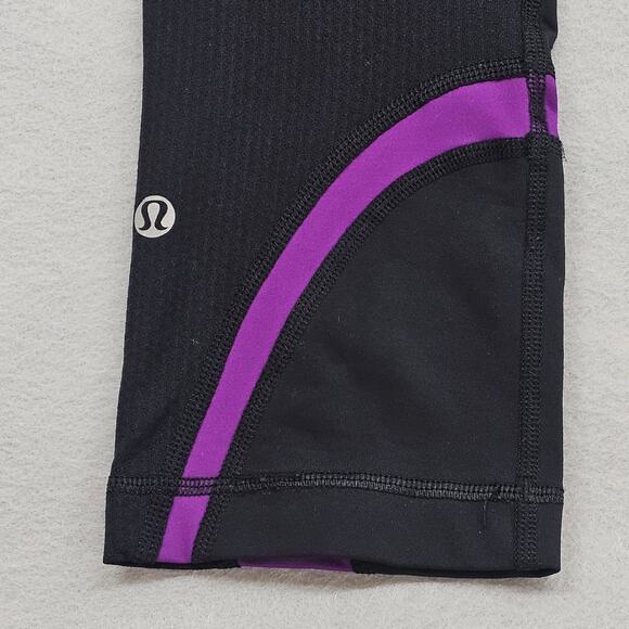 Lululemon Leggings Womens Size 6 Black Purple Run Inspire Crop II - Picture 6 of 11